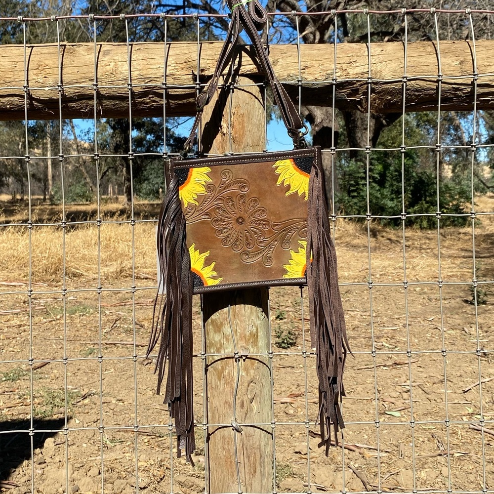 Tooled Sunflower Crossbody